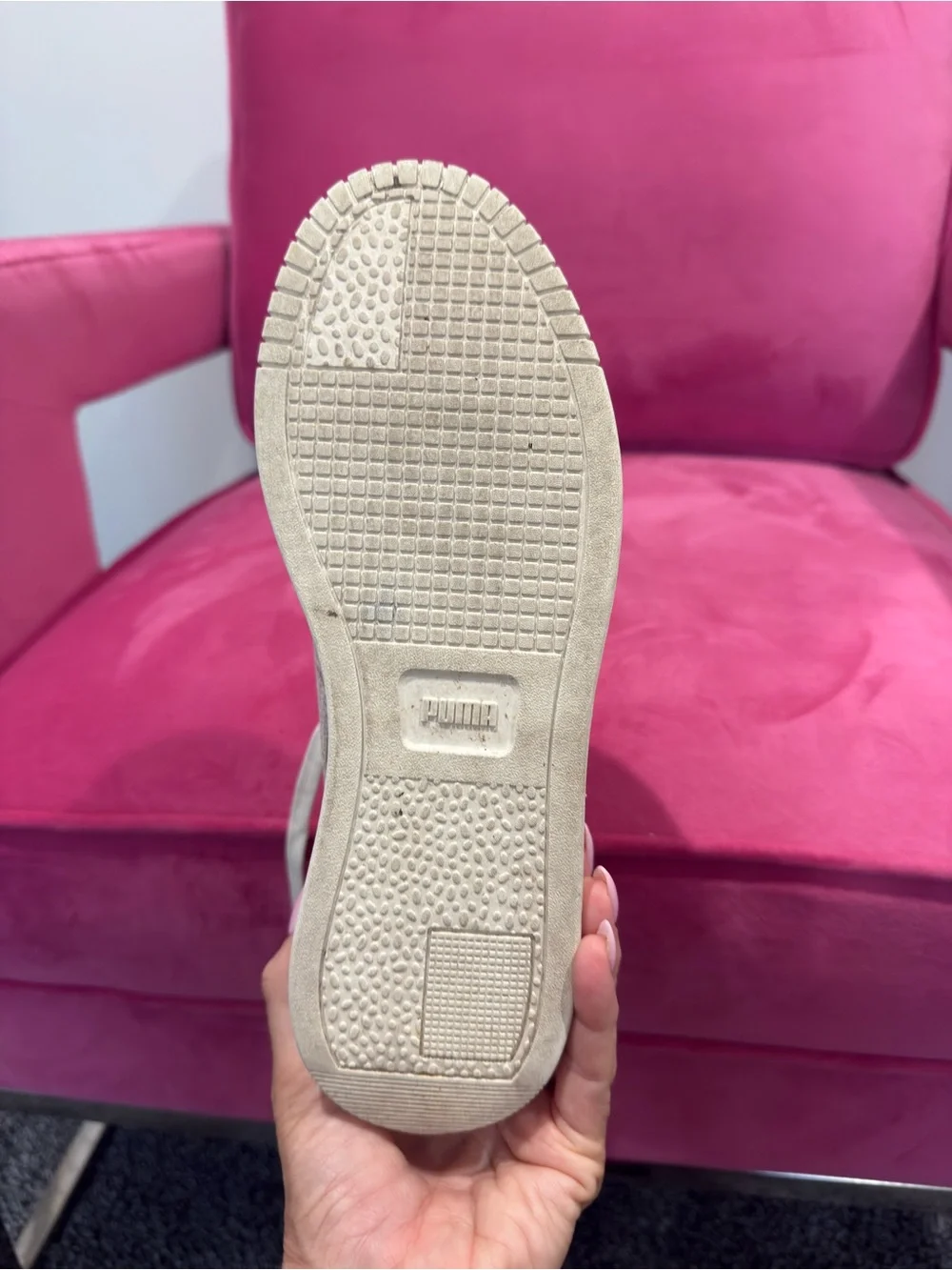 Puma Carina Women's Platform Sneakers in Light Cream and White with Snake print